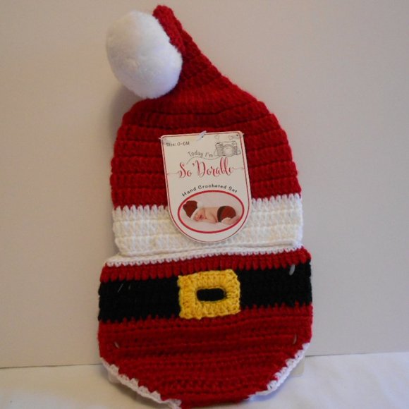 Christmas Santa Infant 2pc. Crocheted Set 0-6mth. - Picture 3 of 5
